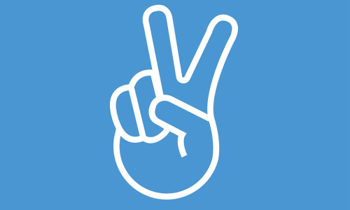 Piktogramm einer Hand mit abgespreizten Fingern, die ein "V" bilden