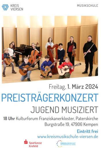 Plakat: Preisträgerkonzert Jugend Musiziert am 1. März 2024