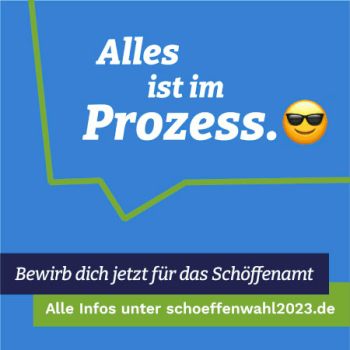 Text "Alles ist im Prozess.", dahinter Smiley mit Sonnenbrille