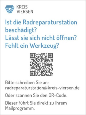 Schadensaufkleber Radreparaturstation mit QR-Code