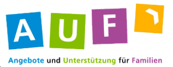 Logo bestehend aus den Buchstaben A, U und F - diese stehen für Angebote und Unterstützung für Familien