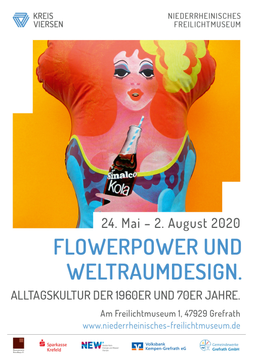 Plakat der Sonderausstellung "Flowerpower und Weltraumdesign"