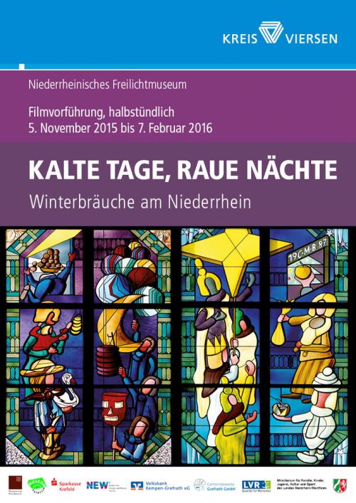 Plakat der Sonderausstellung "Kalte Tage, raue Nächte" zeigt Mosaikfenster